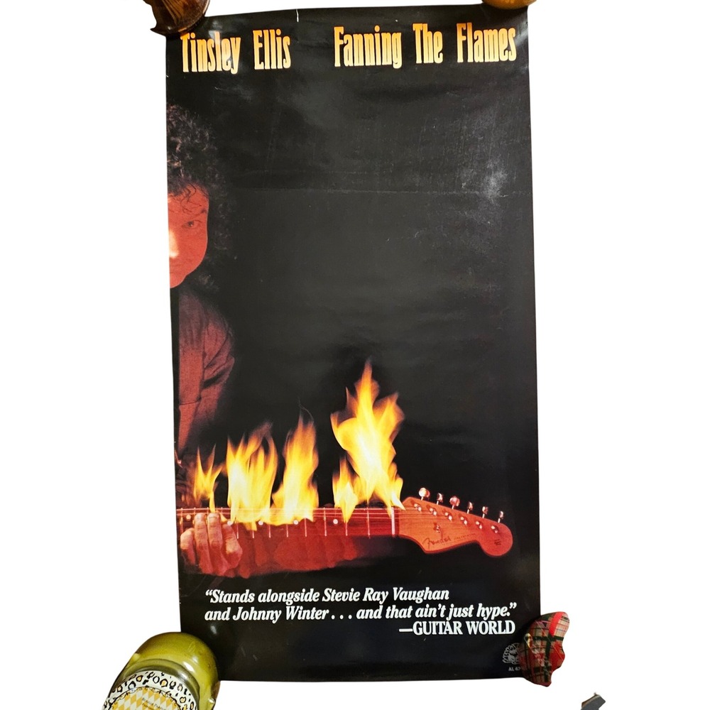 Tinsley Ellis Fanning the Flames Vintage 1989 Promo Album Poster 16x30 Alligator